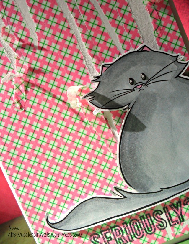 Creative Knockouts Challenge #89 - Washi Tape Sami Stamps Persian Kitty - wallpaper scratches detail