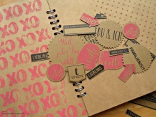Papierprojekt Stempel Von Herzen Glück ist Jeder Tag zählt Album Kraftpapier pink detail