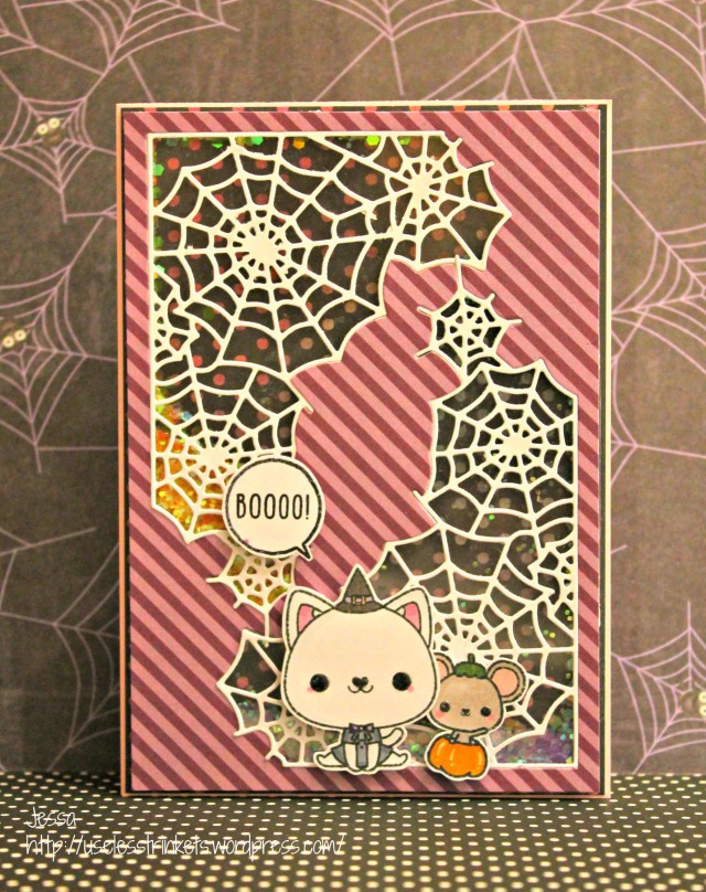 Happy Insta Girls Halloween Blog Hop Mama Elephant Meowlloween and Meowlloween Extras Halloween Shaker card for Sonja