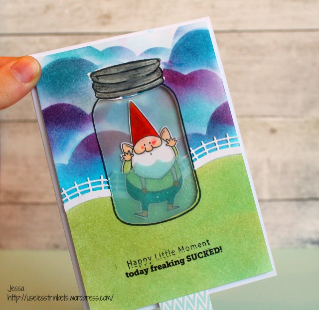 Morbider Montag #8 Morbid Monday My Favorite Things You gnome me and Studio L2E Sucky Day Part 1 interactive card - gnome in a jar