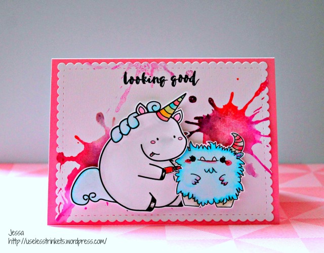 Useless Trinkets Cookie Jar the Easter Unicorn and Fluffy Gustav Make-up looking good funny card