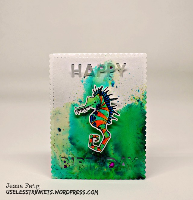 Stampotique Reggie Seahorse Happy Birthday Shaker card Die-namics Pop-Up Birthday