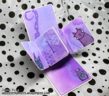 Stampotique - Line up - Texture Cube 1 - Daniel's Hearts - Klartext Stempel - glückwunsch pop up pivot birthday card purple inside